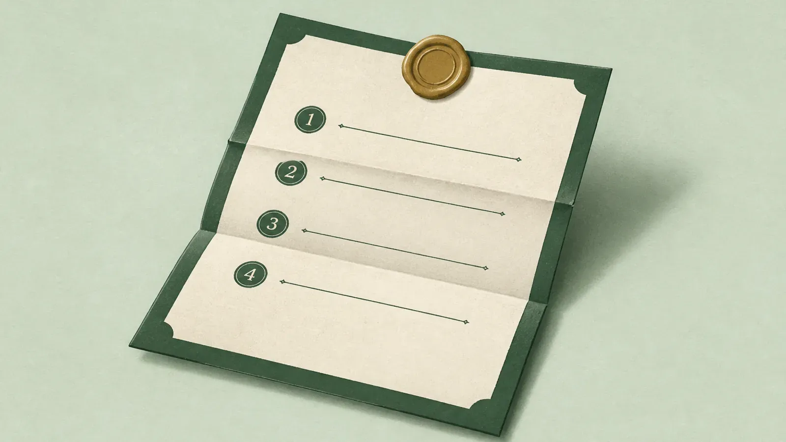 Soft illustration of an open letter with clear numbered steps and a wax seal